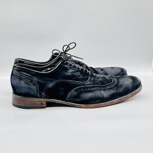 John Varvatos Shoes Mens 15 Black elvet Wingtip Oxford Fleetwood Distressed